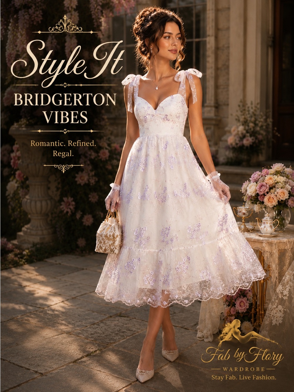 Lulus 🌸 Distinctly Sweet White Floral Embroidered | Bridgerton-Vibes - Picture 14 of 15